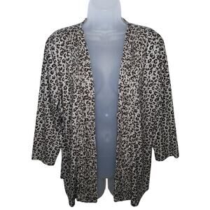 Chico's Travelers Jacket Leopard Ruffle Shimmer 2 Large 12 Mochachino Cardigan